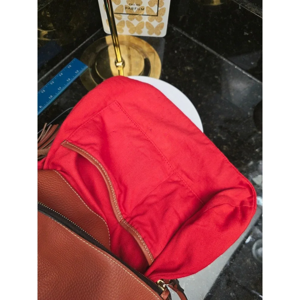 Dooney & Bourke Satchel Burnt Orange Pebbled Leather USA Tassel Crossbody Bag